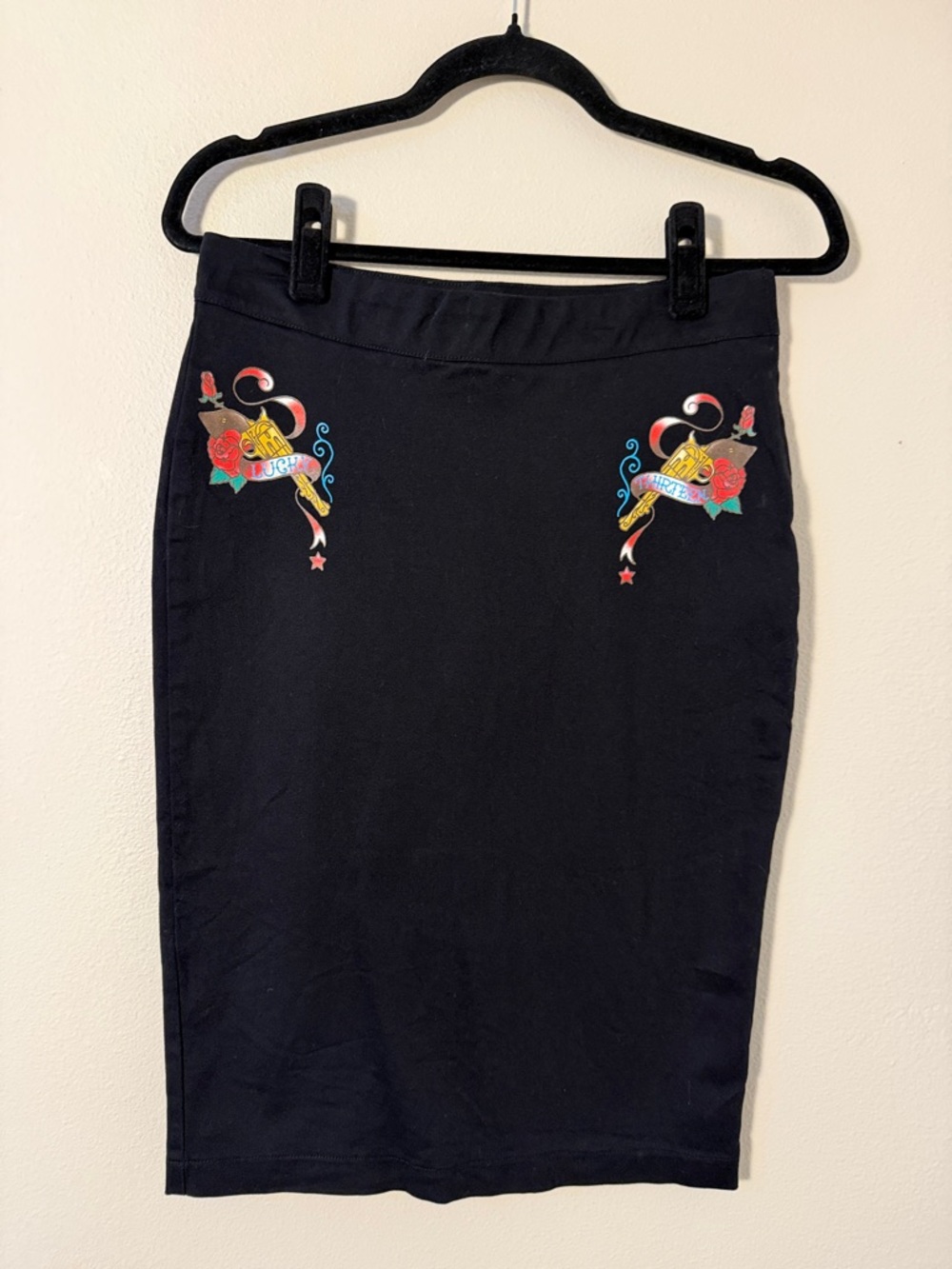 Hot Topic Lucky 13 Apparel Black Pencil Skirt Size M